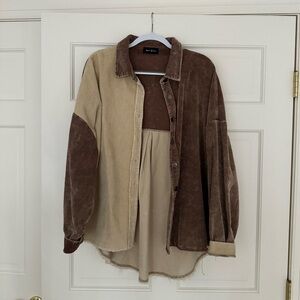 Two-Tone Oversized Corduroy Jacket